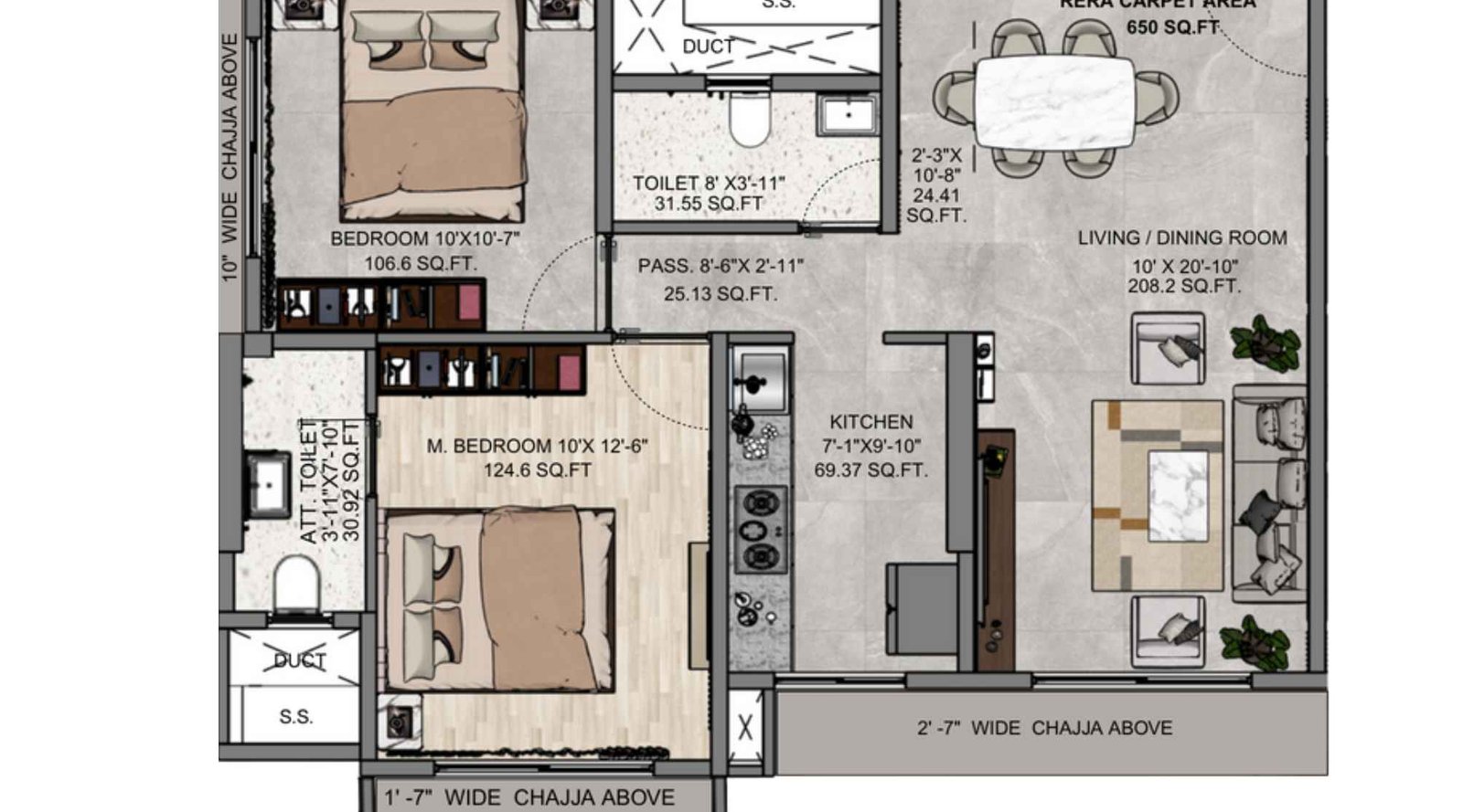 Prameya-Code-137-2-BHK-Floor-Plan